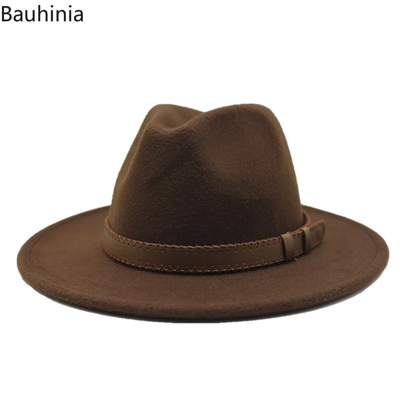 

New Vintage Wool Fedora Hat Hawkins Felt Cap Wide Brim Ladies Trilby Chapeu Feminino Hat Men Jazz Church Godfather Sombrero Caps