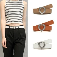 new sweet love buckle simple women fashion belt all match vintage imitation silver buckle strap coat trousers thin waistband