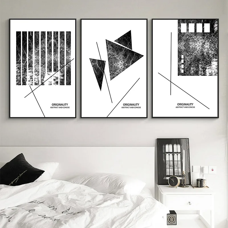 Черно-белая живопись в скандинавском стиле литературный геометрический
