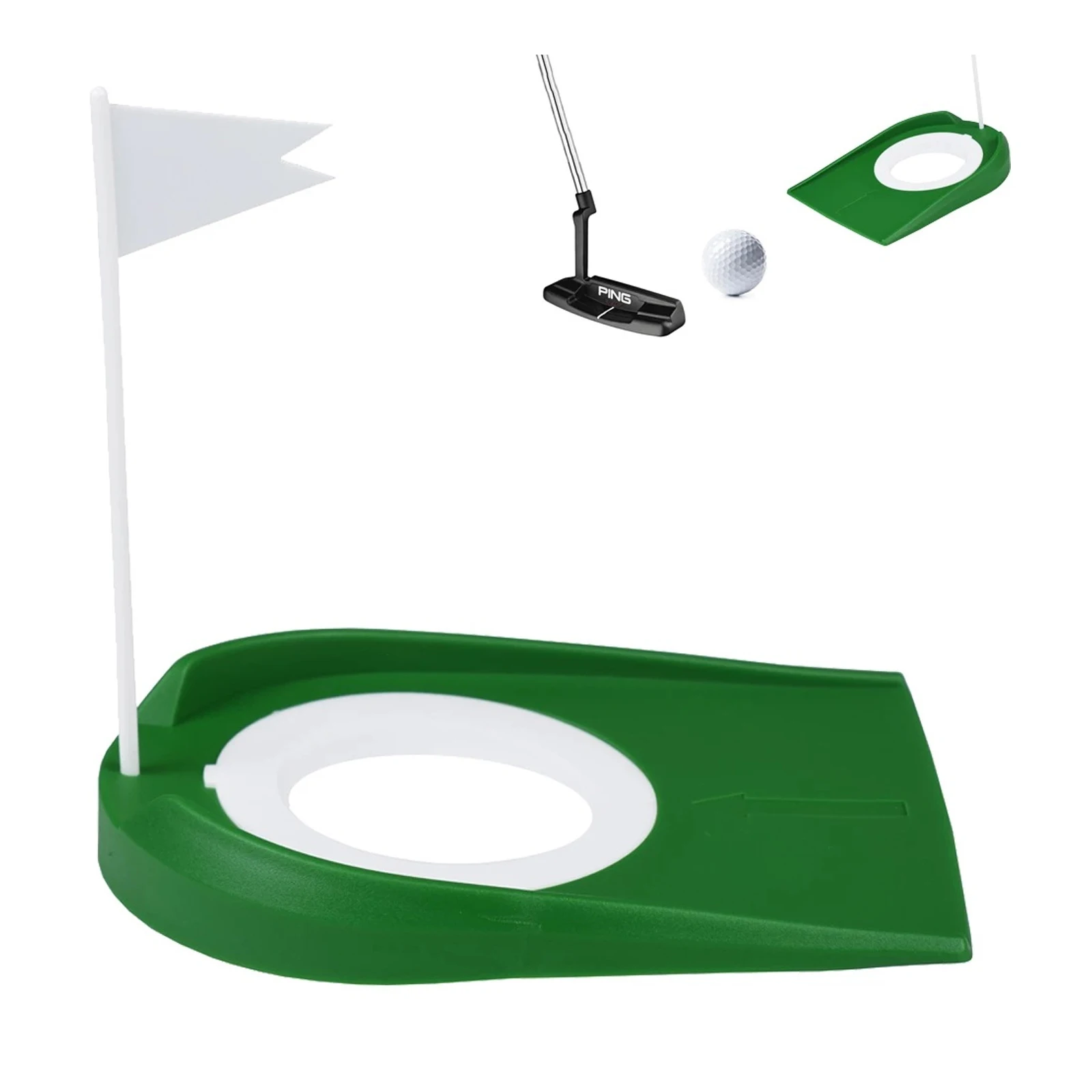

Пластиковый стакан для игры в гольф для использования в помещении и на улице, учебные пособия с регулируемым отверстием, белый флаг, зеленый...