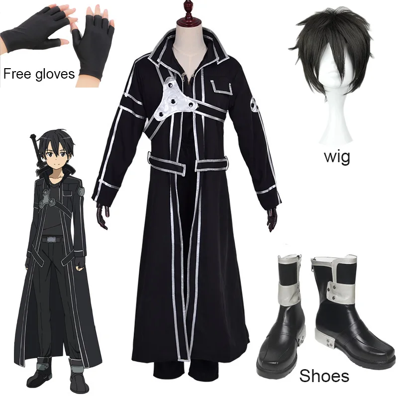 

Anime Sword Art Online Cosplay Costume Men Women Fancy Halloween Costumes Kirigaya Kazuto Role Play Carnival Uniform Suit