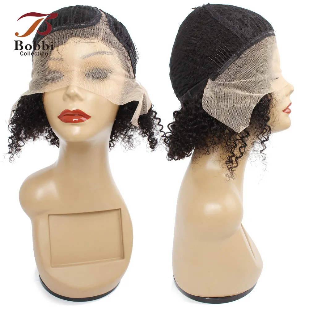 BOBBICOLLECTION афро кудрявые кружевные передние человеческие волосы парик боковая