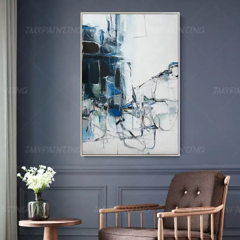 

Современная Абстрактная живопись холст синяя живопись d настенное искусство настенные картины Домашний Декор картина огромная