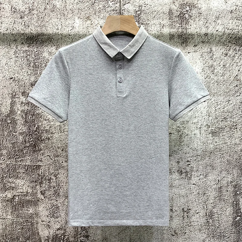 Новинка 2021 мужская рубашка-поло на заказ с коротким рукавом A662 темно-синяя