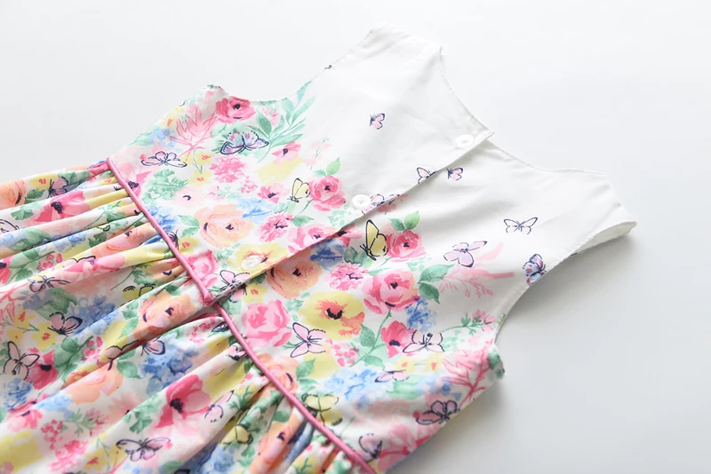 Платья для девочек Новая детская одежда Милое платье-майка с цветочным принтом и