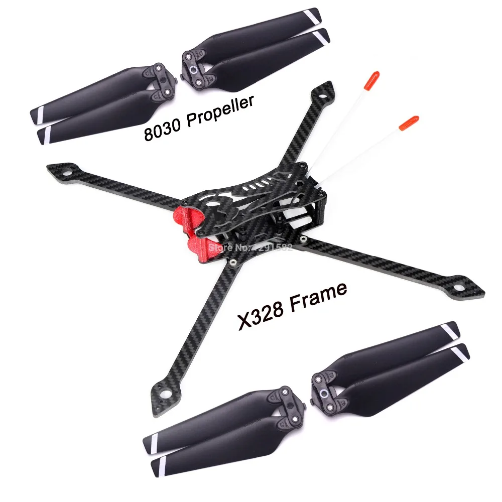 HSKRC 77# FPV X328 328 328 мм полный комплект из углеродного волокна FPV для гоночного квадрокоптера с 5 мм опорой для рукоятки 8 дюймов 8330 пропеллер - Цвет: with Propeller