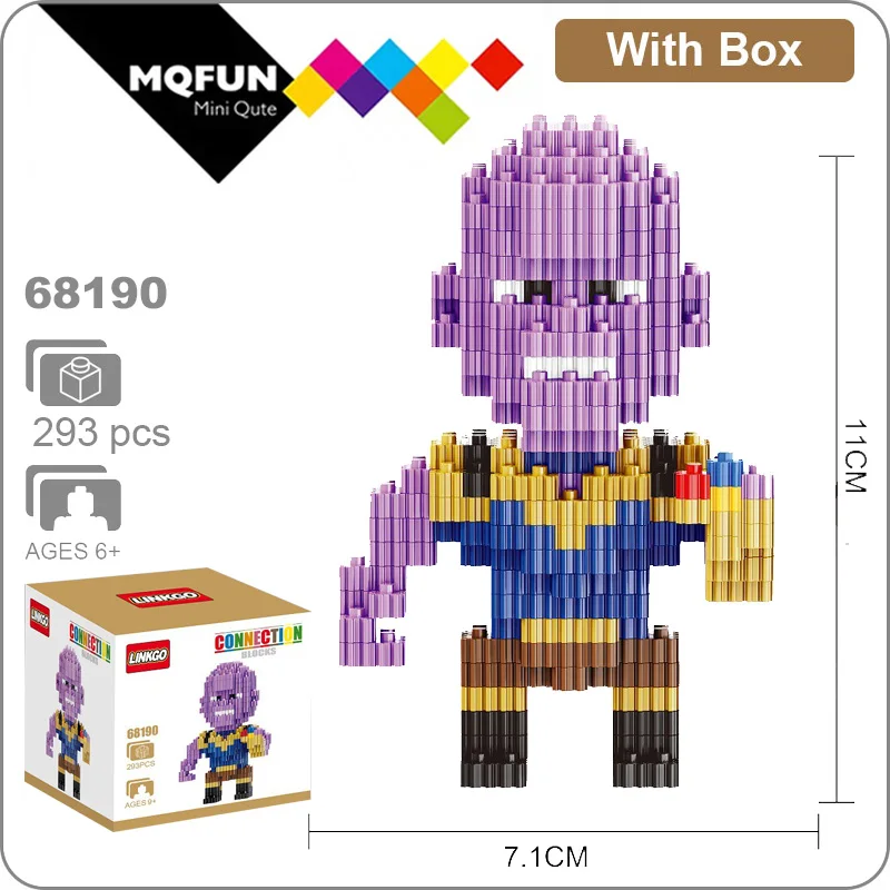 68190 With Box Linkgo Мститель супер герой Железный человек Человек-паук танос фигурки мини строительный блок кирпичи Сборная модель обучающая игрушка - Цвет: 68190 With Box