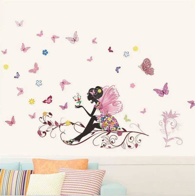 Removable Wall Sticker Bedroom Decor Girls Flower Fairy Princess Butterfly | Дом и сад