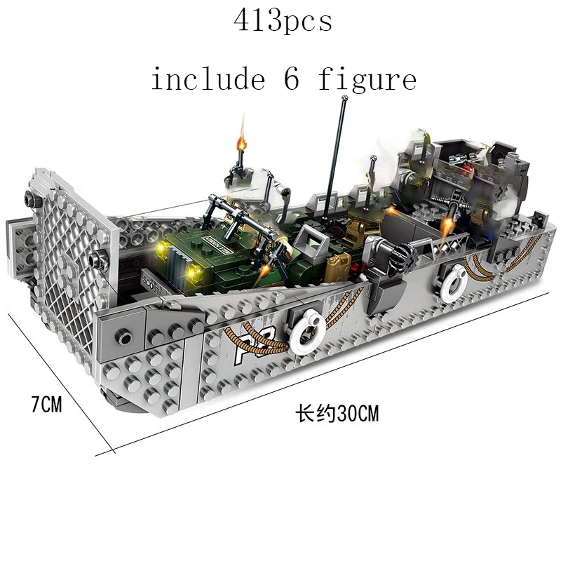 

Building blocks steel empire series U.S. Army LCM3 type landing craft boy playing toy building blocks