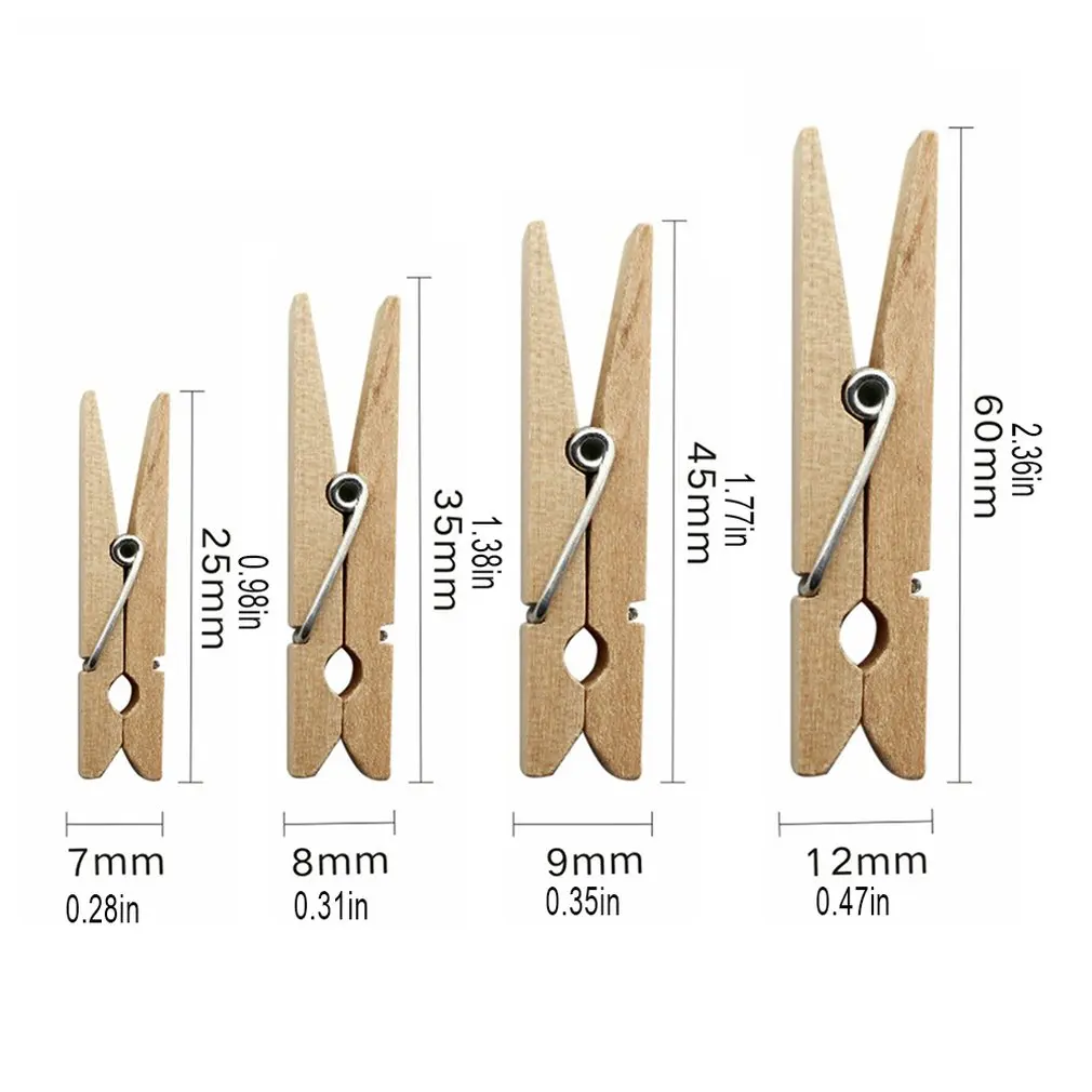 

100pcs small mini Size wood photo clips clothespin craft decoration Clips pegs Snack Clips
