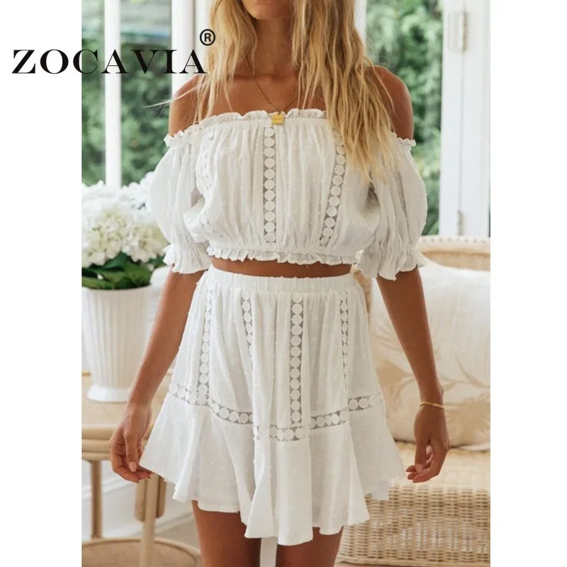 

Swiss Dot Pom Pom Dress Sets Solid Color Suits with Skirt Dress Suits Crop Top Mini Skirts Two Piece Set Women Festival Clothing