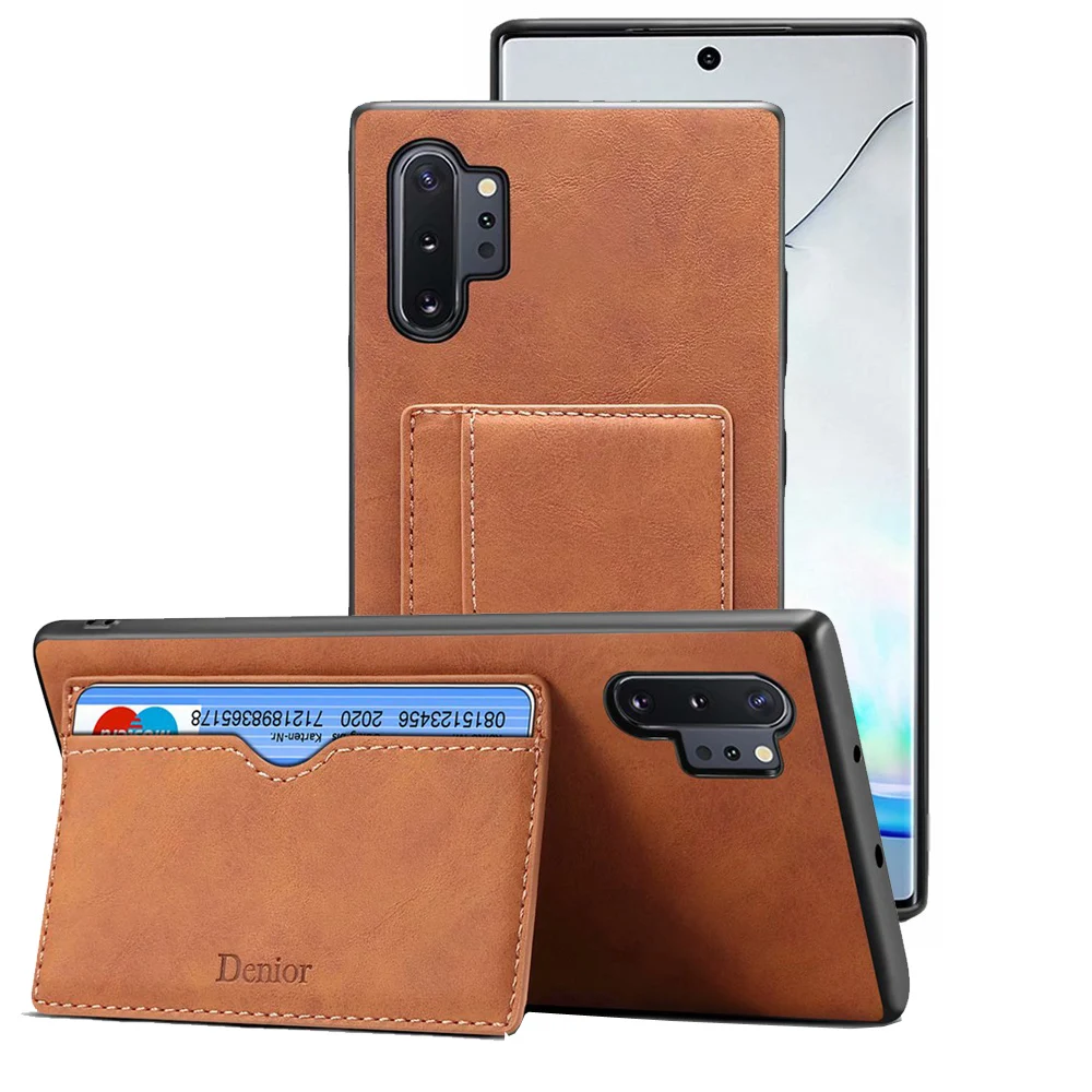 Противоударный кожаный защитный чехол бумажник с подставкой и слотами для карт