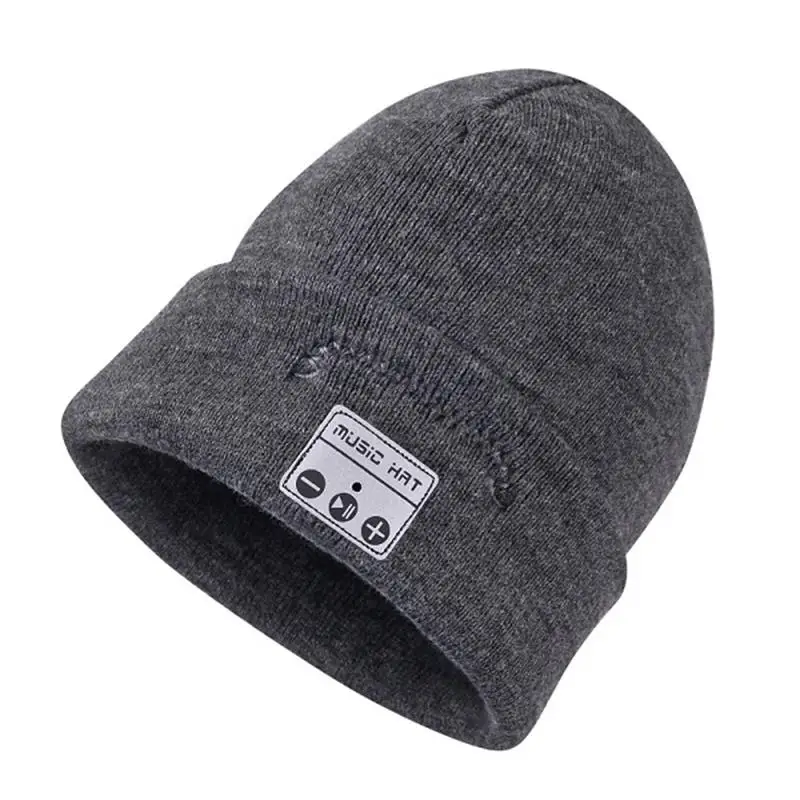 tufei-hat-gray Зимний спортивный смарт беспроводной Bluetooth гарнитура вязаная шапка наушники Bluetooth модный музыкальный плеер шляпа наушники Рождественский подарок - Цвет: tufei-hat-gray