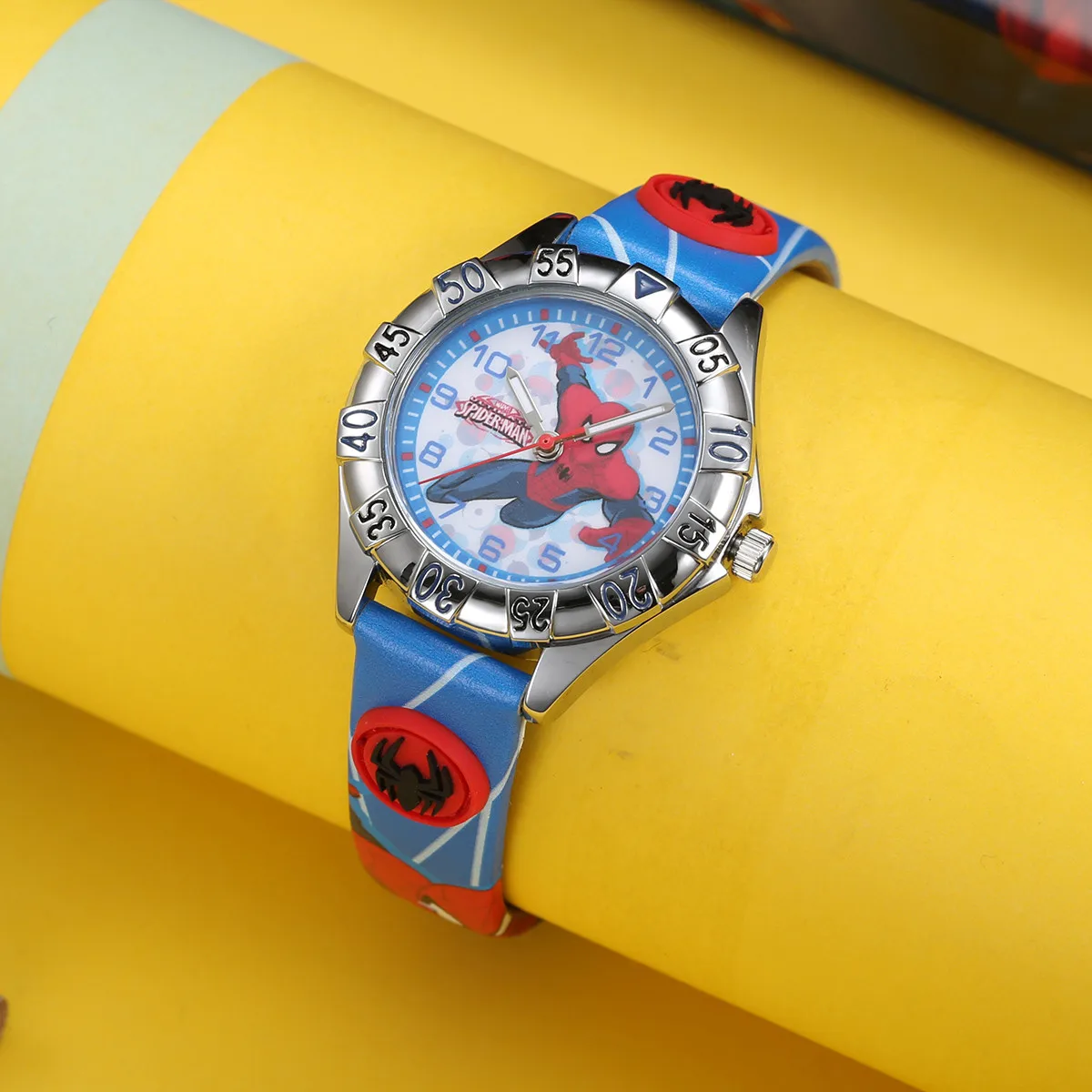 

Spider Man Marvel Avengers Children Leather Quartz Fashion Luminous Hand Sport Watch Boy Student Time Best Birthday Gift Clock