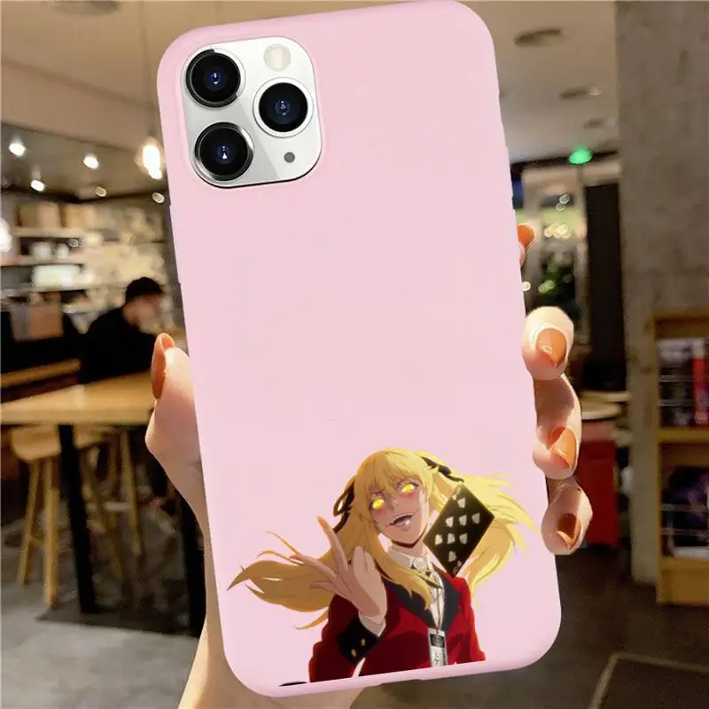 

Anime Kakegurui Jabami Yumeko Phone Case Pink Candy Color for iPhone 6 7 8 11 12 s mini pro X XS XR MAX Plus