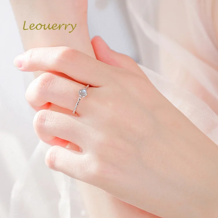 Leouerry, 925 пробы, серебро, натуральный лунный камень, открытые кольца, нежные, для женщин, девочек, кристалл, драгоценный камень, кольцо на палец, ювелирное изделие, подарок