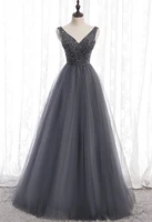 9638 sleeveless v neck floor length backless beading bridesmaid dress evening dress for ladies party dress