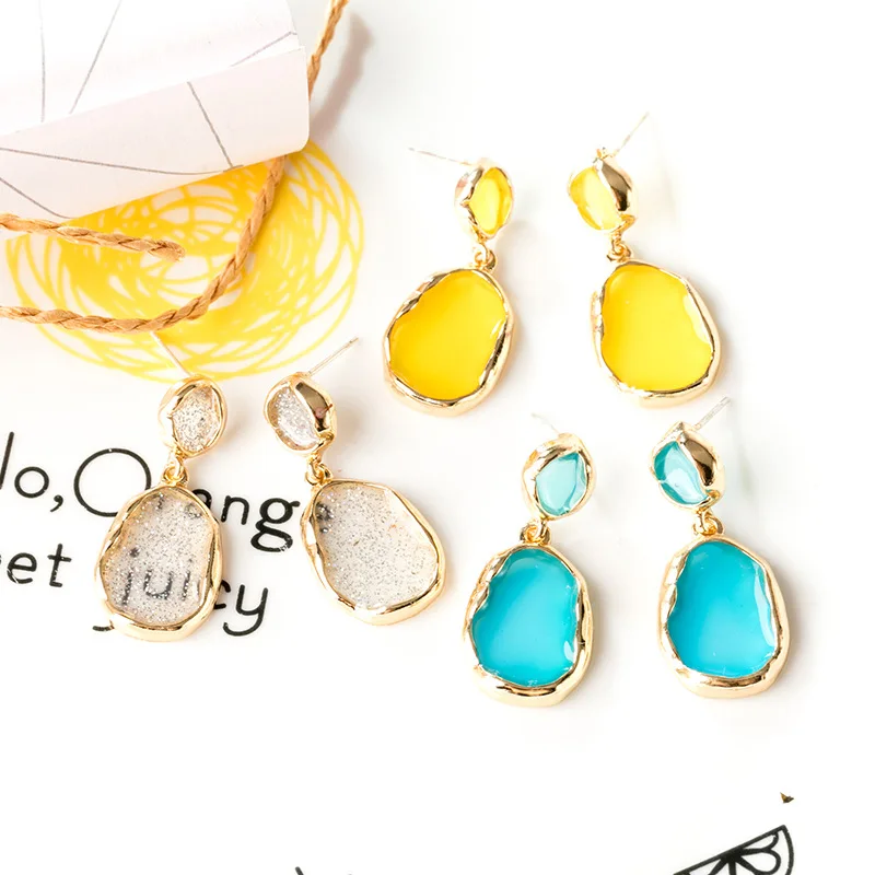 Popular web celebrity with geometric earring the stylish joker color transparent pendant jewelry accessories