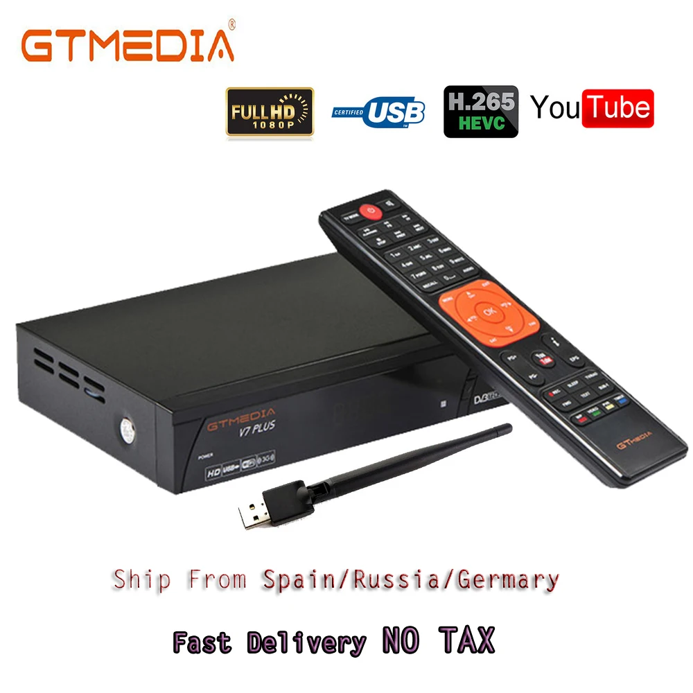 GTmedia V7 Plus Combo DVB S/S2 + T/T2 спутниковый ресивер 1080P full HD Поддержка USB Wifi H.265 PowerVu Biss Key Ccam
