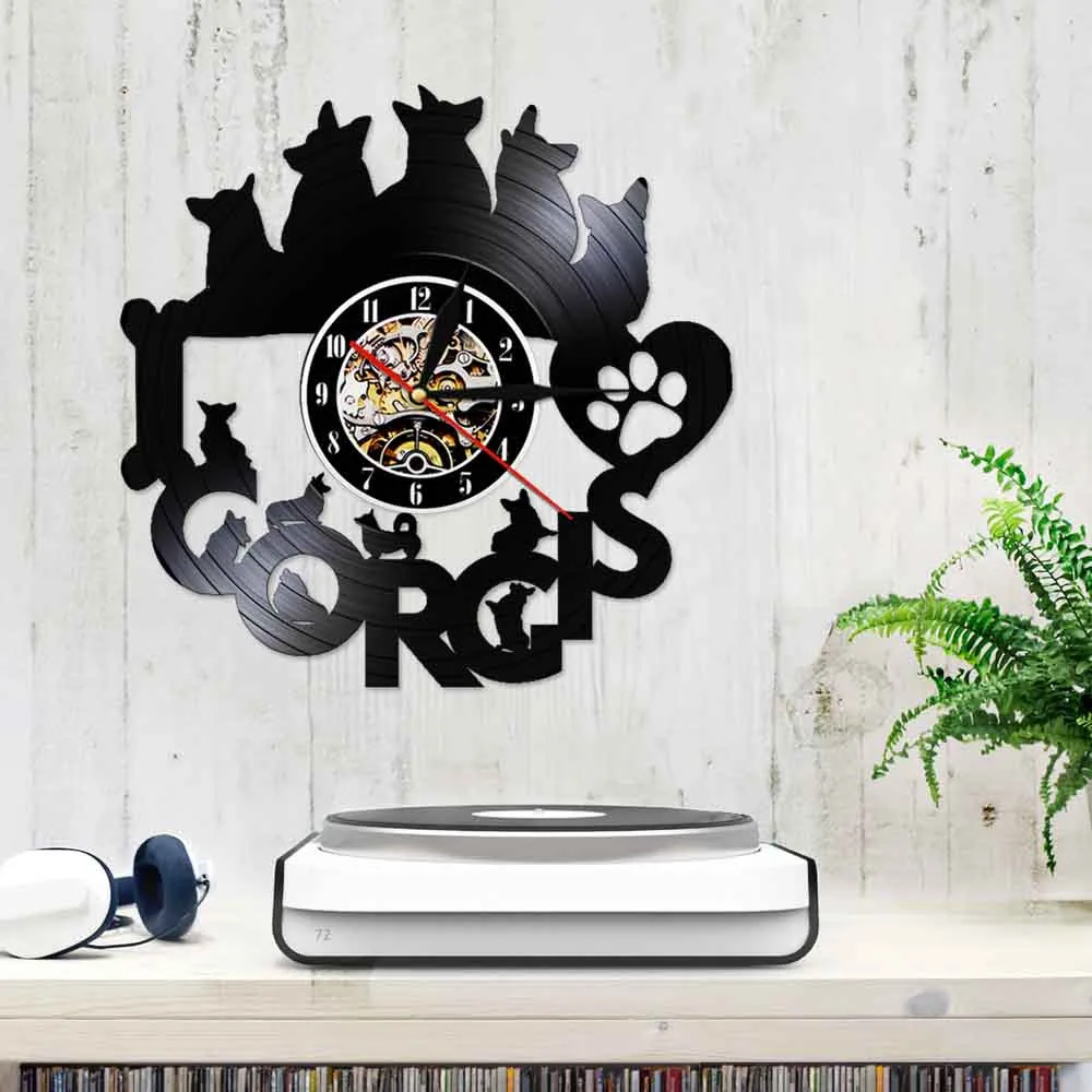 Детские современные 3D настенные часы с изображением корги собаки винилового