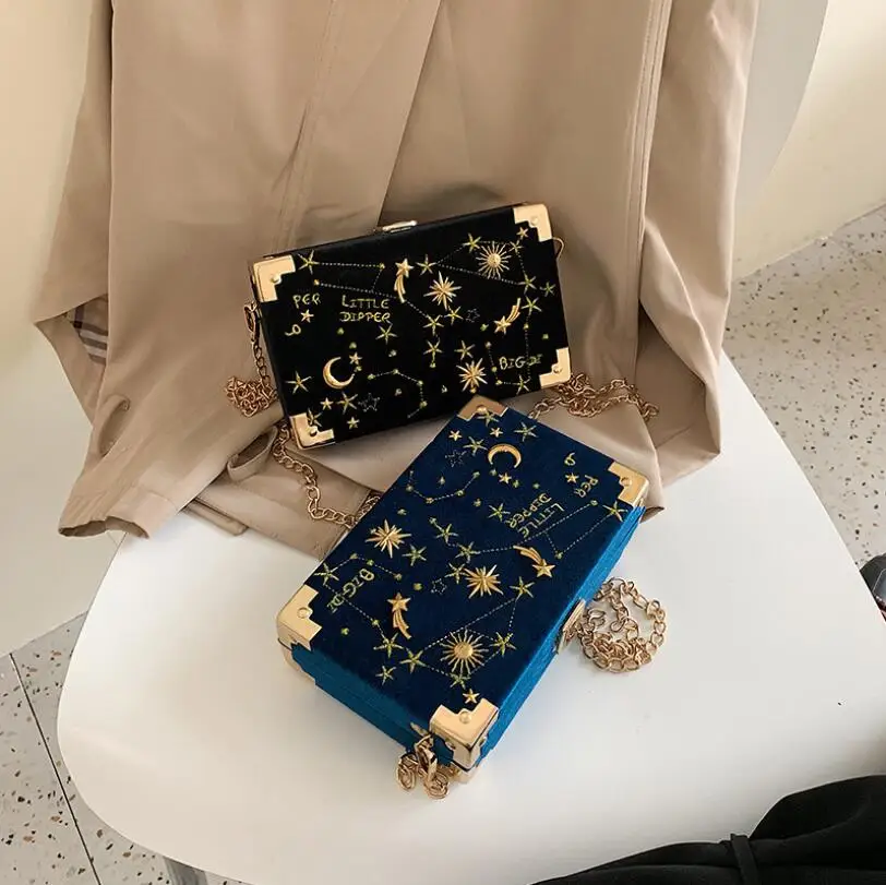 

Fashion Square Crossbody Bags for Women 2021 New Starry Rivet Bag Shoulder Bag Designer Luxury Suede Purse Chain Velvet Bag