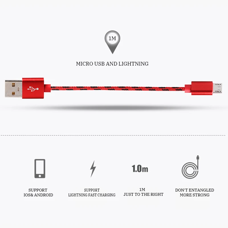 Кабель USB C для быстрой зарядки кабель Micro и передачи данных шнур красный розовый