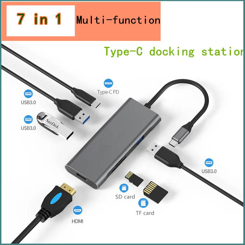 Док станция для ноутбука Type C USB 3 0 HDMI TF LAN PD Macbook Huawei Mate 10 P20 pro XiaoMi samsung S8 9