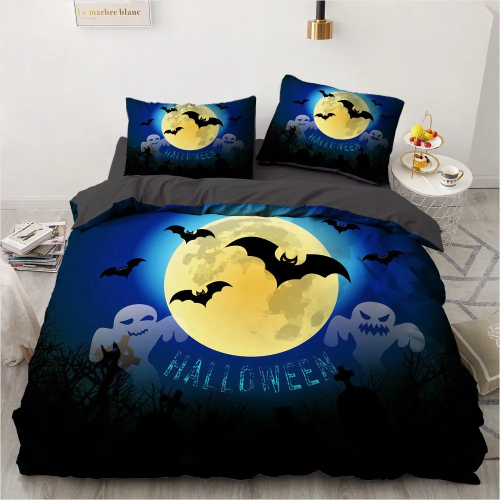 

3D Western Gray Cartoon Duvet Cover Sets Bedding Bag Pillow Cover Double Single Twin Full Queen King Halloween Custom Beddings