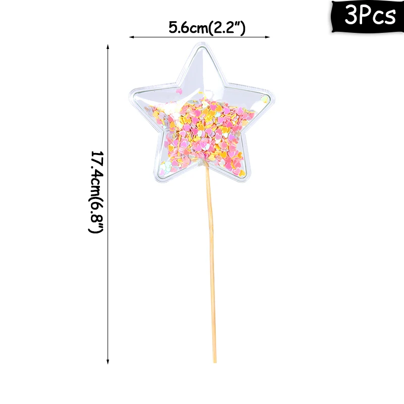 3pcs PVC Topper-C WEIGAO Bling Fairy ПВХ Топпер для торта Звезда облако Корона Радуга Единорог украшение день рождения единорог Радуга украшения торта поставки - Цвет: 3pcs PVC Topper-C