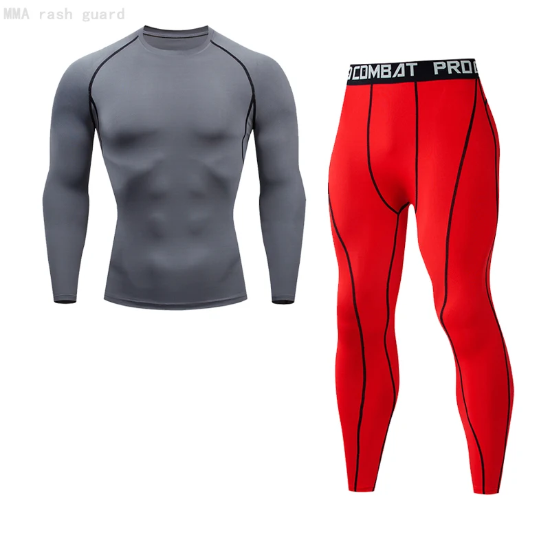 New Winter Warm Tracksuit Men Jogging base layer  Tight long sleeve Top Fitness leggings Men Solid color Thermal underwear set