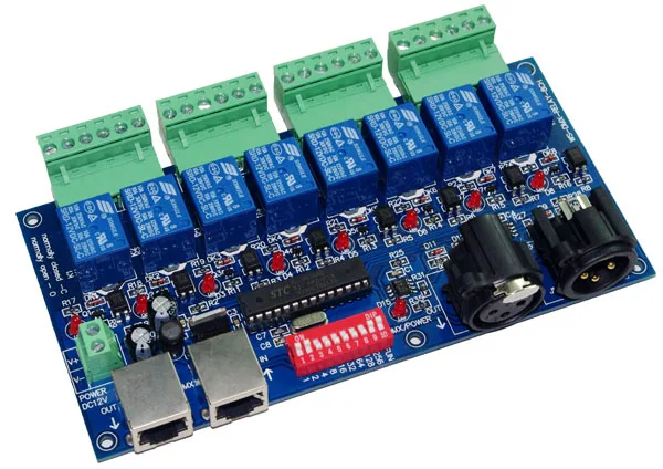 1 шт. 8CH DMX 512 светодиодный контроллер DMX512 диммер релейный выход декодер макс. 10А