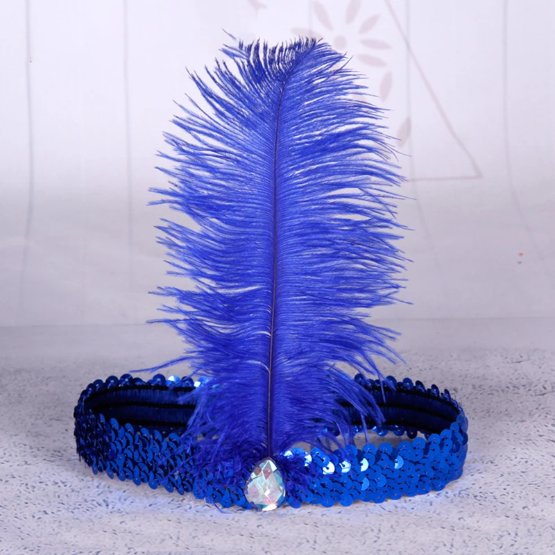 Страусиные блестки со стразами и перьями головная повязка для вечерние