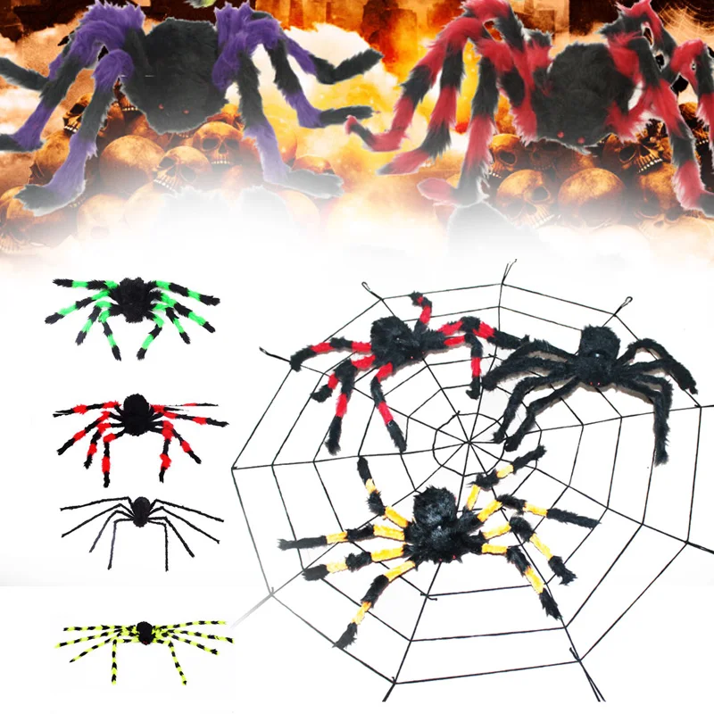 Плюшевые паук для хеллоуина на открытом воздухе украшения дом с привидениями