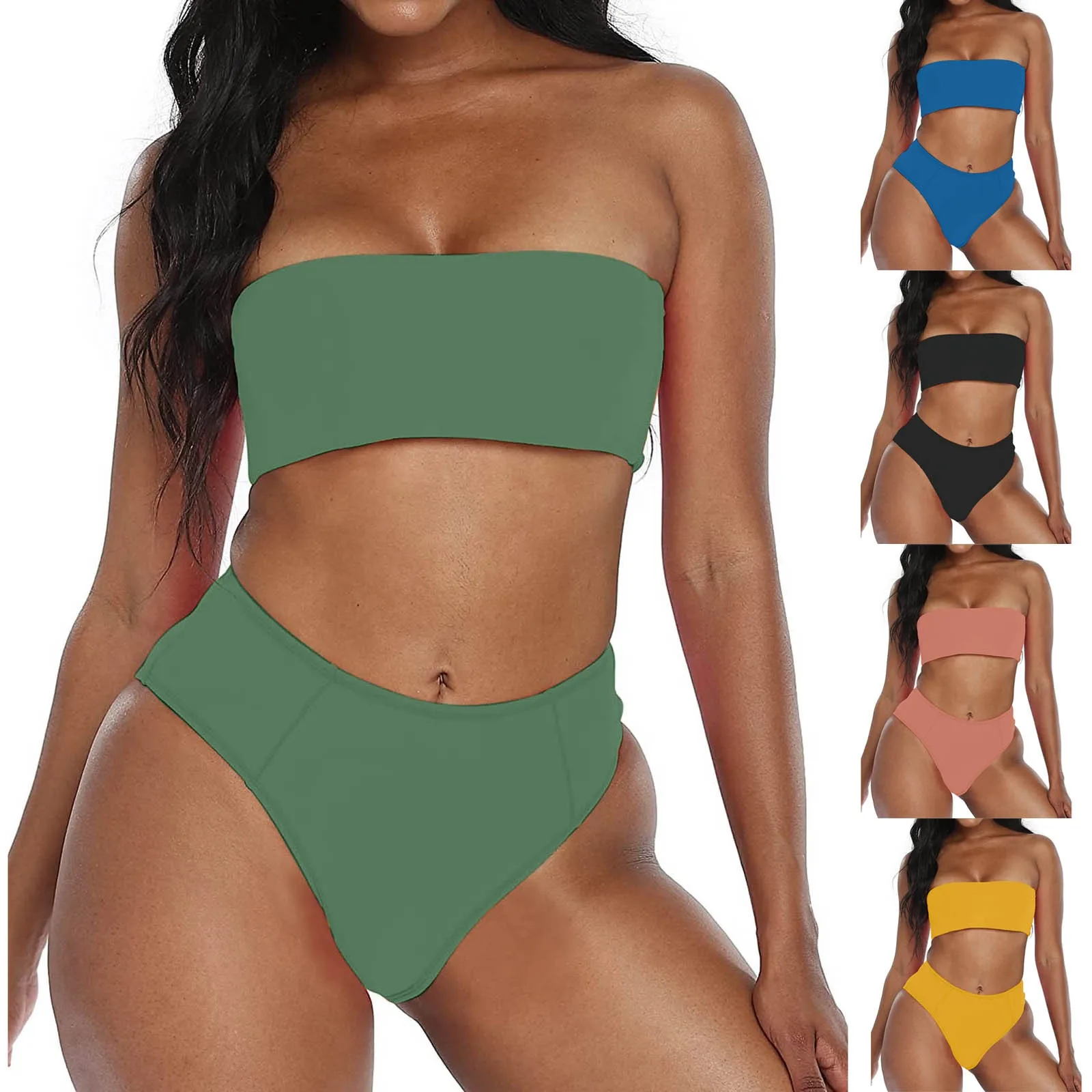 

Women's Bikini High Waisted Tummy Control Two Piece Swimsuit Swimwear 2021 Girl Beach Bathing Suit Woman Fahsion Swimwear Spain