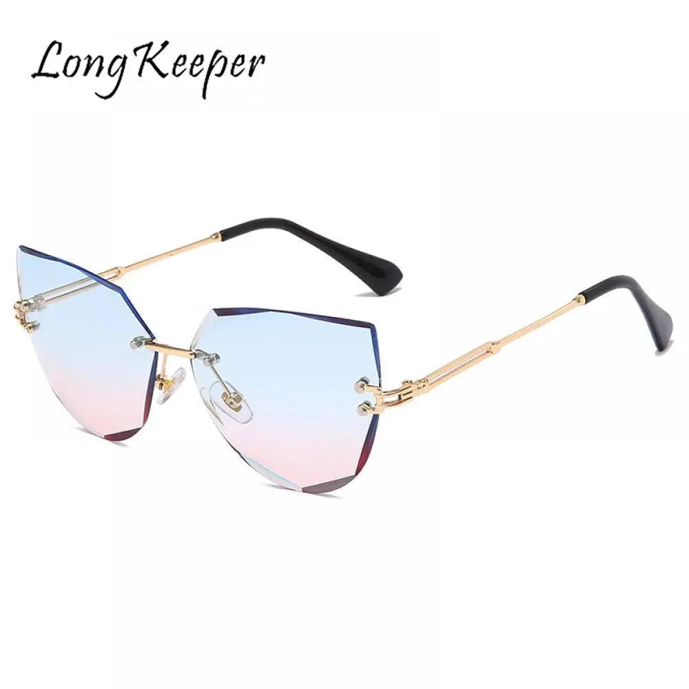 

Cat Eye Sunglasses Women Metal Rimless Ocean Lens Shades Lady Luxury Brand Sunglasses Female Driving Glasses Zonnebril Dames UV