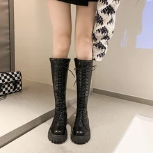 Bottes Martin d'hiver à semelle épaisse pour femmes, chaussures d'équitation décontractées à talon carré avec fermeture éclair et peluche antidérapante  (2)