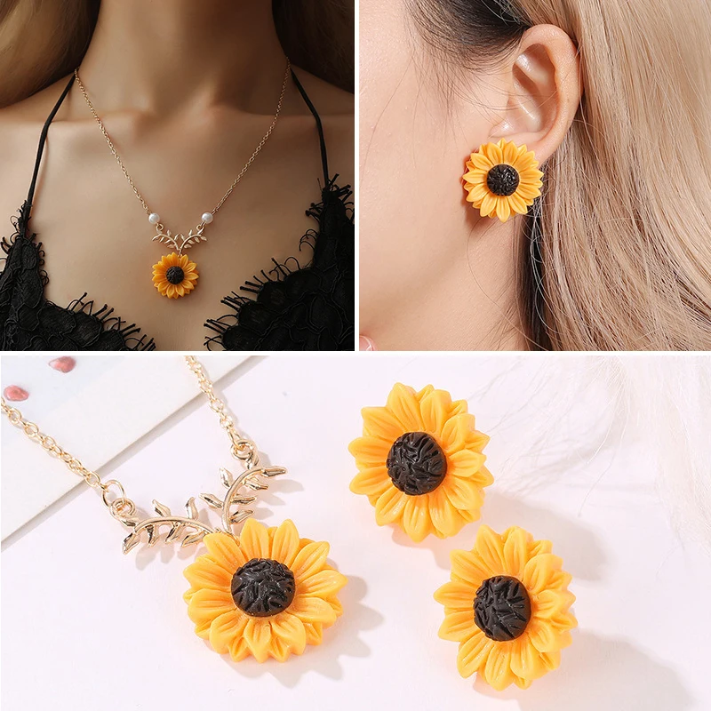 

Fashion Sunflower Earrings Stud for Women Girls You are my Sunshine Jewelry Sun Flower Statement Earring Bridesmaid Gift