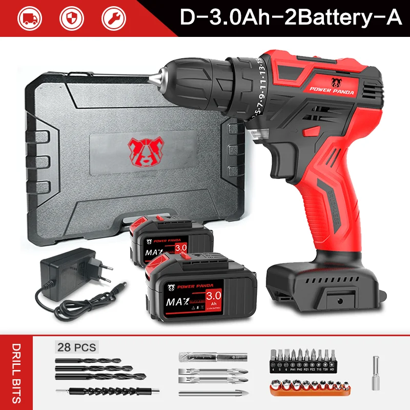 

PowerPanda 21V Cordless Drill Driver Screwdriver Mini Wireless Power Driver DC Lithium-Ion Battery 25+1 Settings