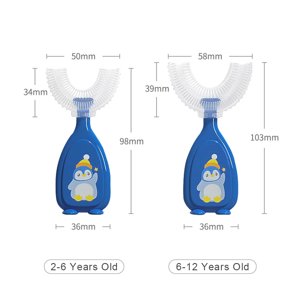 Cepillo de dientes con pincel de silicona blanda en forma de U para ni&ntilde;os, cepillo de dientes Manual para beb&eacute;s, Limpieza de dientes para reci&eacute;n nacidos de 2 a 12 a&ntilde;os-5