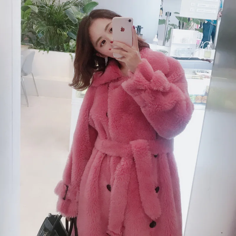 

Jacket Real Lamb Fur Winter Coat Women Korean Warm Woolen Overcoat Long Abrigos Mujer Invierno 2020 BL-629 YY642