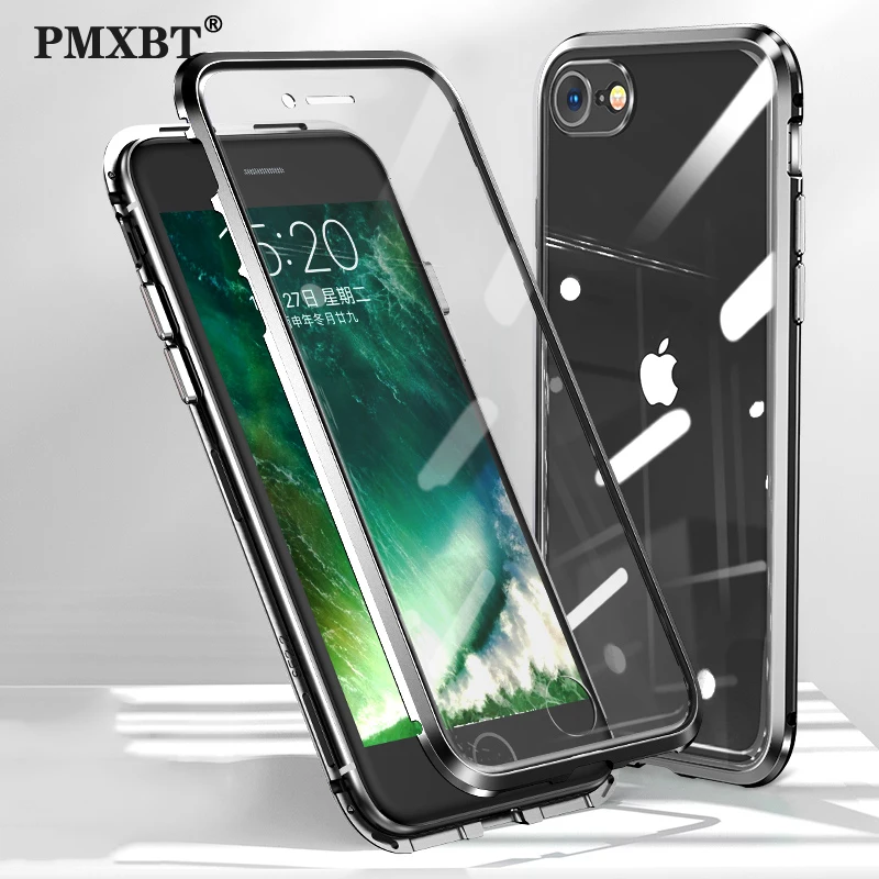 

Magnetic Adsorption Metal Case Front Rear Glass Magnet Case Cover For iPhone 11 Pro Max XR XS MAX X 8 7 6s 6 Plus 360 Shell Capa