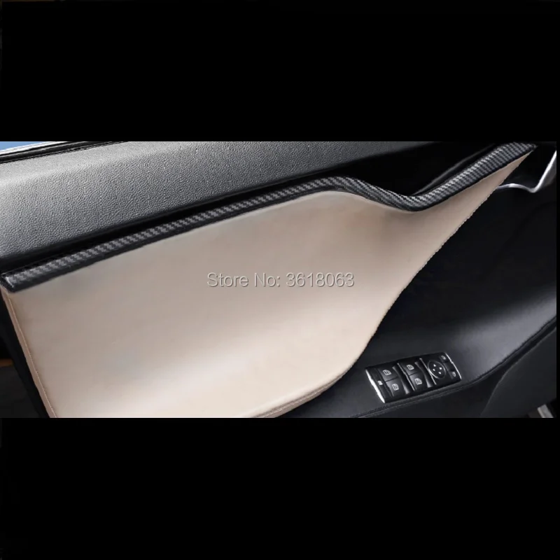 Для Tesla модель S углеродное волокно автомобиля внутренняя дверная панель полоса крышка двери внутренний стикер для подлокотника отделка Аксессуары для укладки