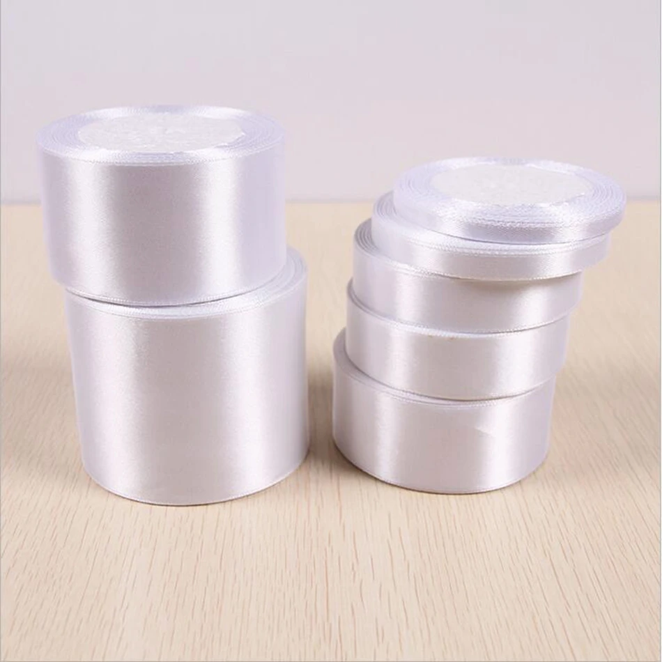 25 ярдов/рулон Рождественская белая сатиновая подарочная лента лук для поделок DIY