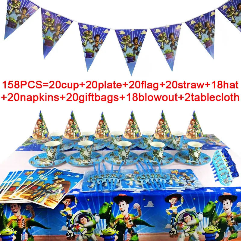 

158PCS Toy Story Birthday Party Supplies Napkins Cup Plate Party Disposable Tableware Set Baby Shower Birthday Party Decorations