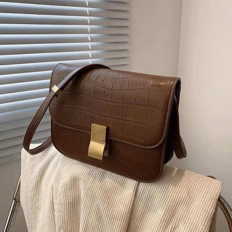 

Women Bags Retro Shoulder Bags Messenger Bags Pu Leather Handbags Fashion Stone Pattern Totes Multifunction Large Capacity Bag