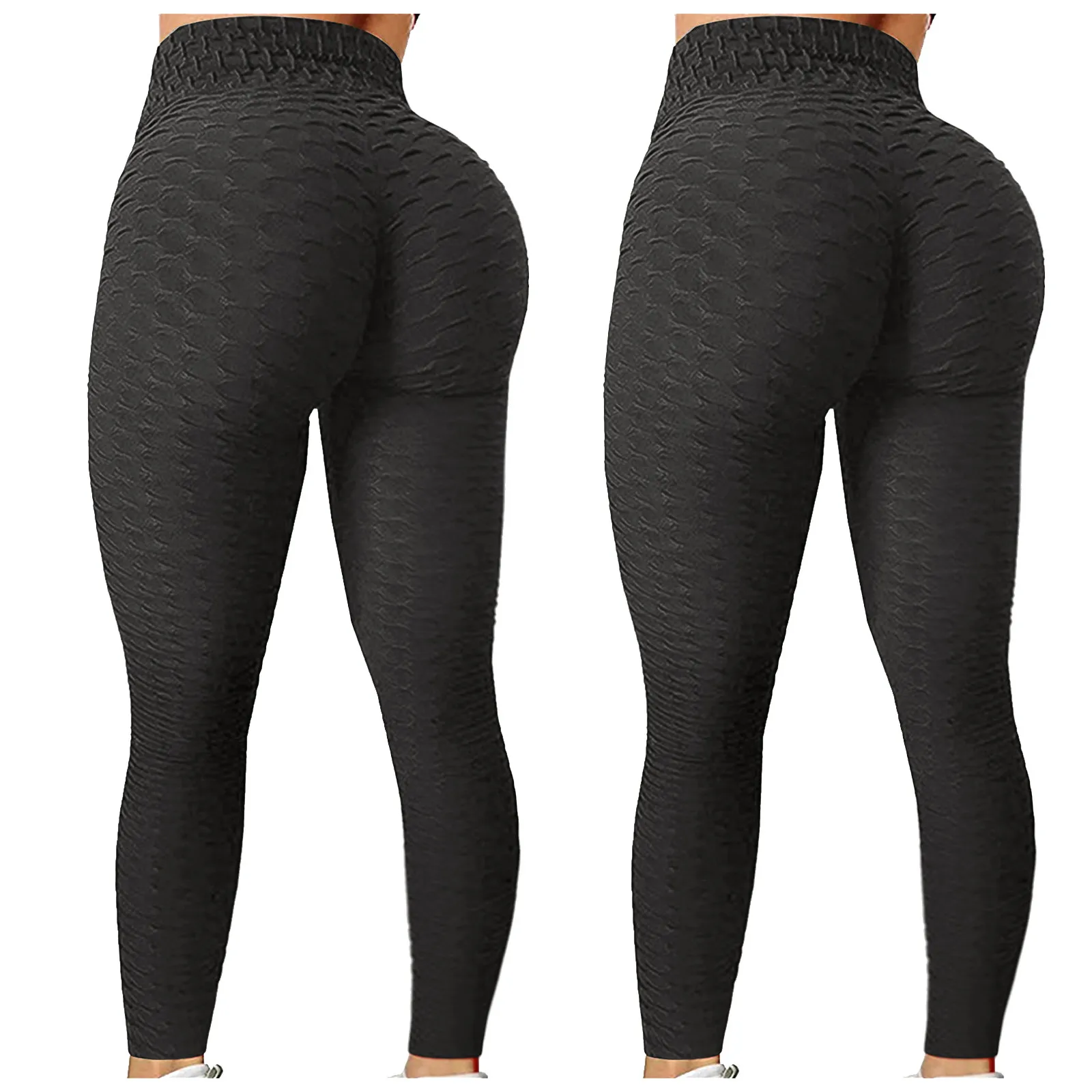 

2 Pieces Of Women's Yoga Pants Bubble Hips Sports Fitness Running High Waist Yoga Leggings Polyester Push-ups Casual Leggings