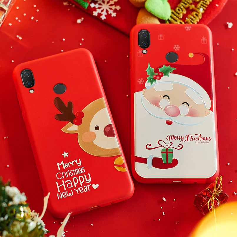 Рождественский чехол для huawei P20 Lite P30 Pro силиконовый с Санта Клаусом лосем Бампер P
