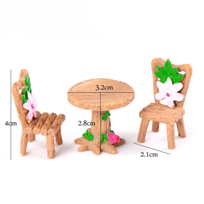 table and chairs BAIUFOR мини декор для кухонного стола и стула Сказочный Сад миниатюрные фигурки террариума декор для кукольного дома кукольный дом аксессуары - Цвет: table and chairs