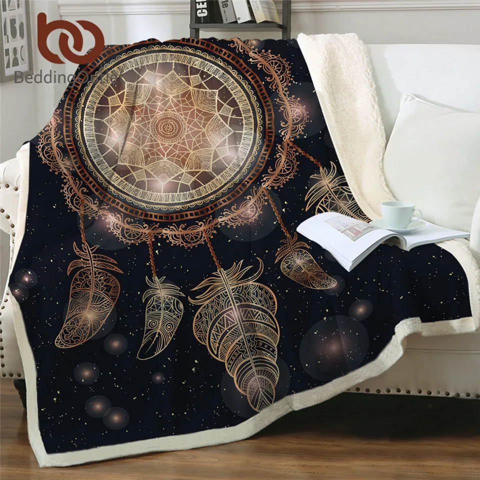 Постельное белье одеяло Ловец снов покрывало на кровать Galaxy Boho Sherpa Флисовое