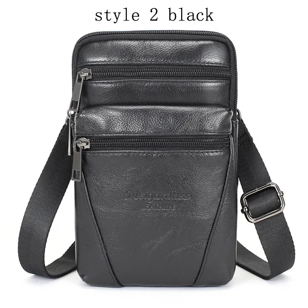 style2 black Натуральная кожа, Мужские поясные сумки на ремне, Мужская поясная сумка, дорожные сумки через плечо, мужская сумка-мессенджер, сумка для сотового телефона - Цвет: style2 black